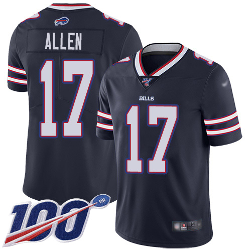 Men Buffalo Bills #17 Josh Allen Limited Navy Blue Inverted Legend 100th Season NFL Jersey->buffalo bills->NFL Jersey